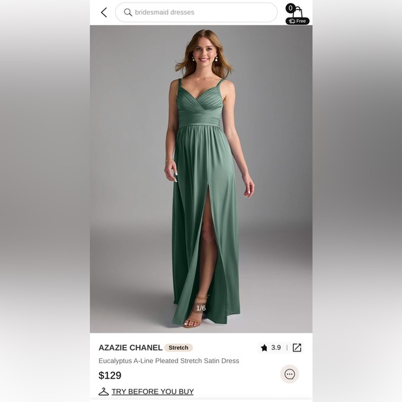 Azazie | Dresses | Azazie Eucalyptus Chanel Bridesmaid Dress | Poshmark
